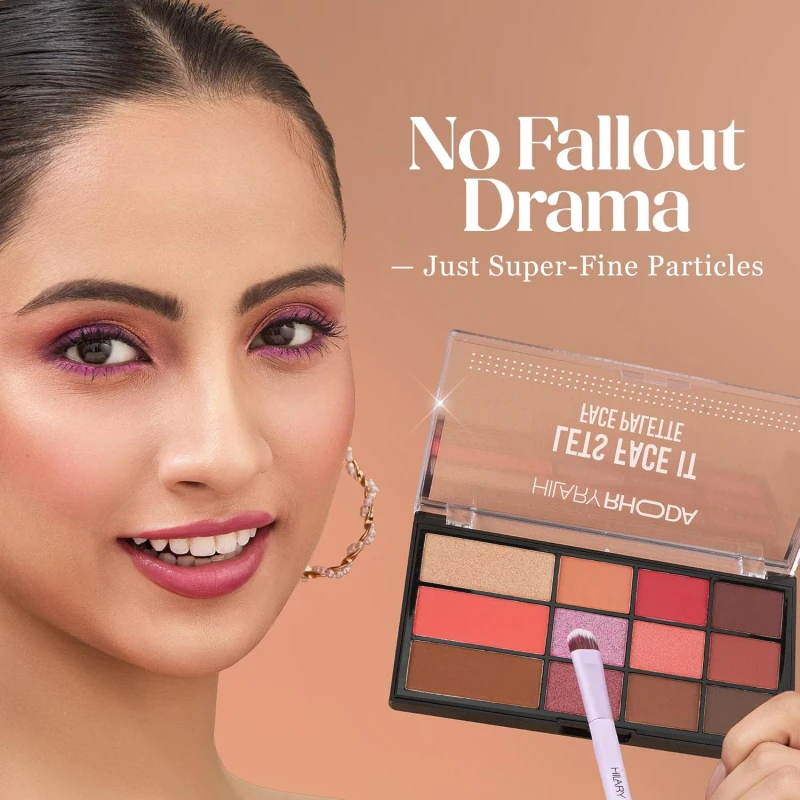 Hilary Rhoda Let’s Face It Face Palette | Highlighter & Blush | Contour | 9 Eyeshadows | Super-Fine Particles | No Fallout | Matte & Shimmer Finish -23.4g (Day Spring |Shade 01) thumbnail 4